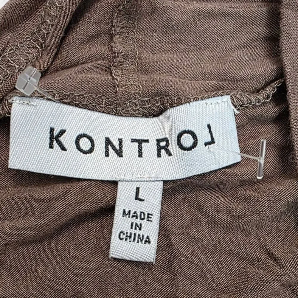 Kontrol Size Large Brown Long Sleeve Cardigan